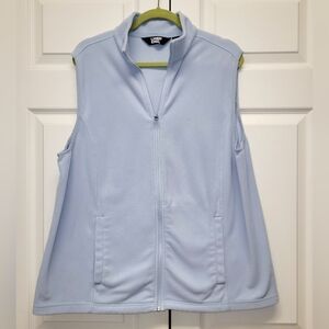 Lands' End Pale Blue Women's Fleece Vest - Zip Front Size 1X